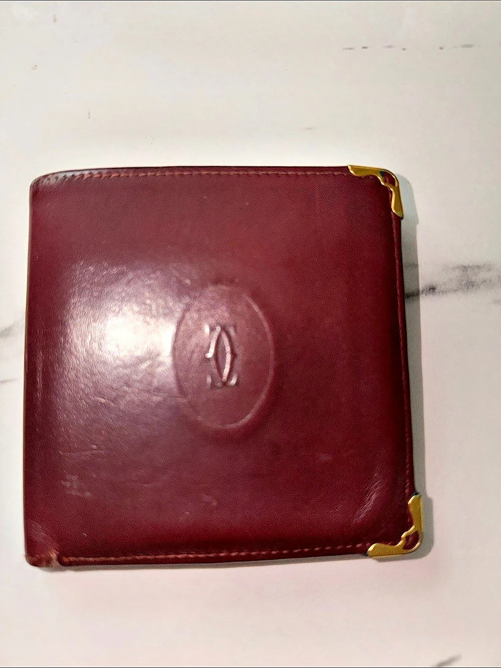 Cartier Must de Cartier Bifold Wallet with Gold Corners Red